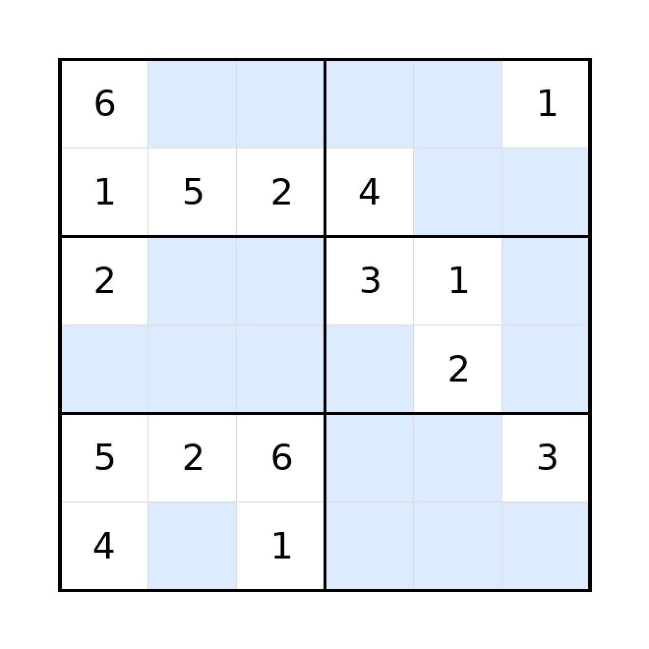 Sudoku-Rätsel Sudoku 6x6 (mittel) für Grundschule aus der Kategorie Sudoku - kostenlos ausdrucken