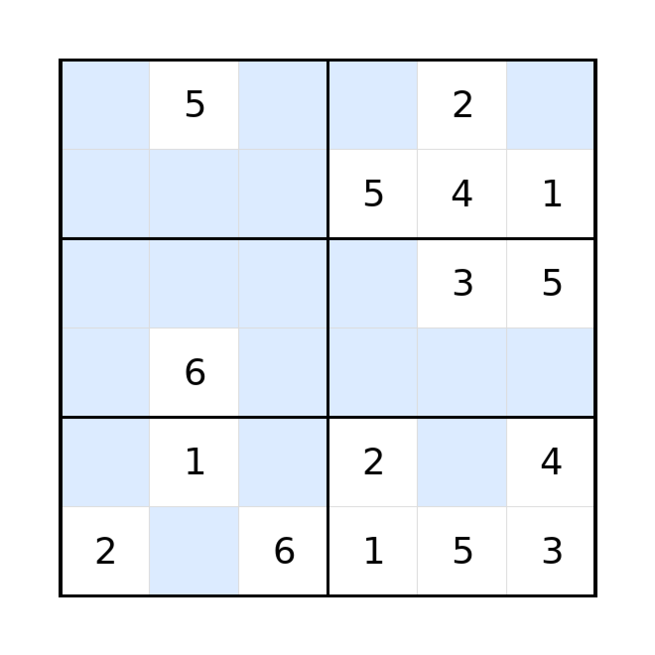 Sudoku-Rätsel Sudoku 6x6 (mittel) für Grundschule aus der Kategorie Sudoku - kostenlos ausdrucken