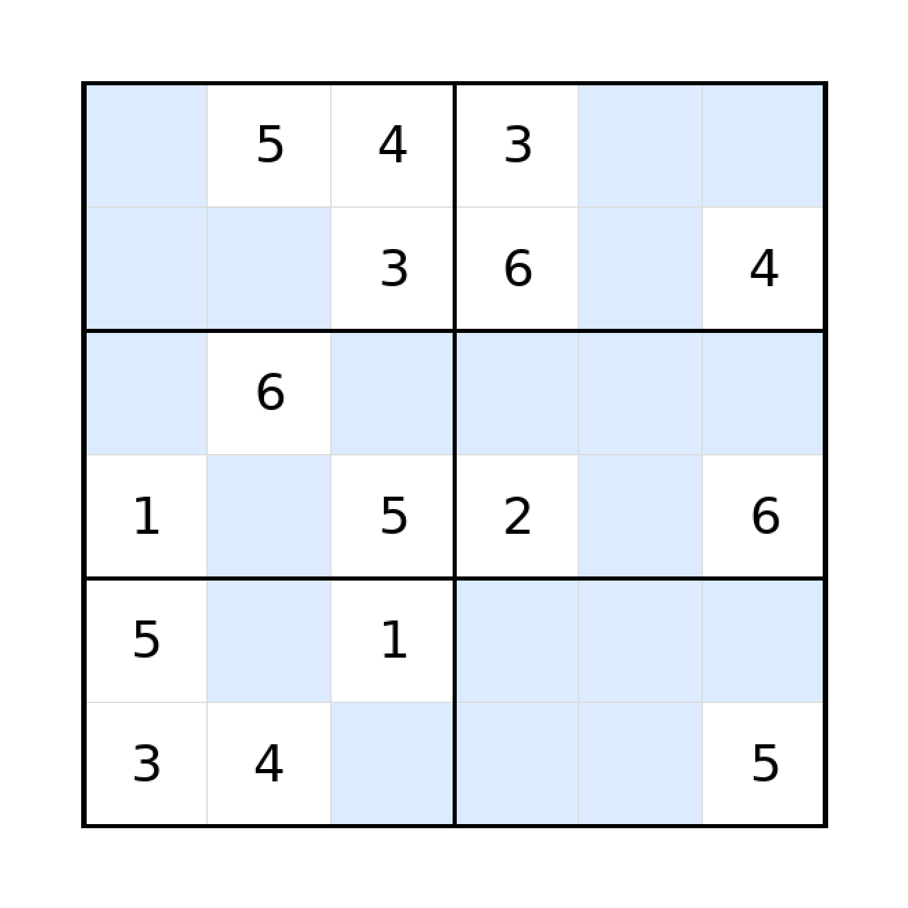 Sudoku-Rätsel Sudoku 6x6 (mittel) für Grundschule aus der Kategorie Sudoku - kostenlos ausdrucken