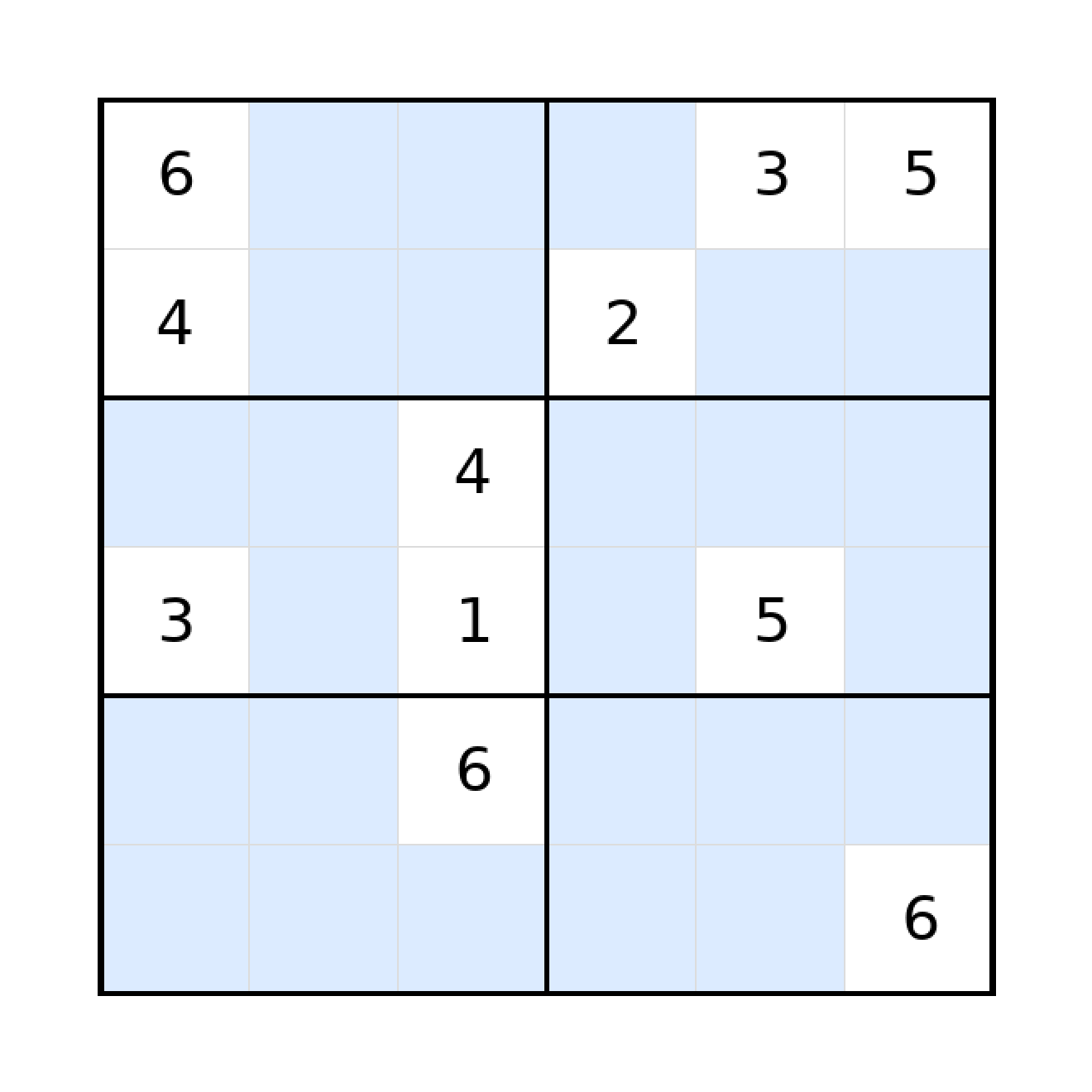 Sudoku-Rätsel Sudoku 6x6 (schwer) für Grundschule aus der Kategorie Sudoku - kostenlos ausdrucken