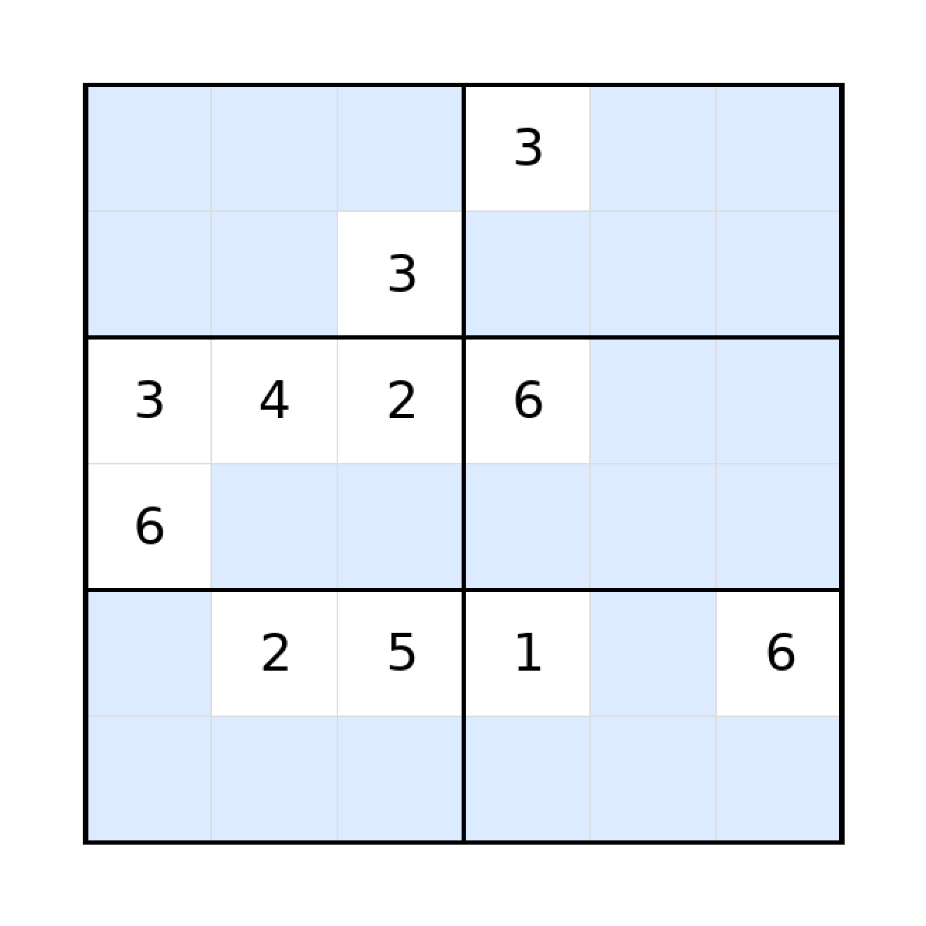 Sudoku-Rätsel Sudoku 6x6 (schwer) für Grundschule aus der Kategorie Sudoku - kostenlos ausdrucken