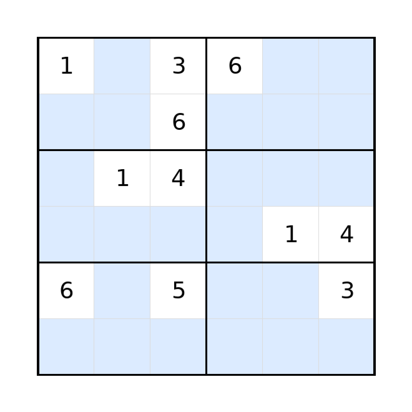 Sudoku-Rätsel Sudoku 6x6 (schwer) für Grundschule aus der Kategorie Sudoku - kostenlos ausdrucken
