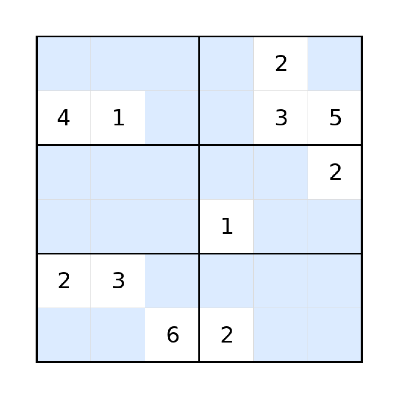 Sudoku-Rätsel Sudoku 6x6 (schwer) für Grundschule aus der Kategorie Sudoku - kostenlos ausdrucken