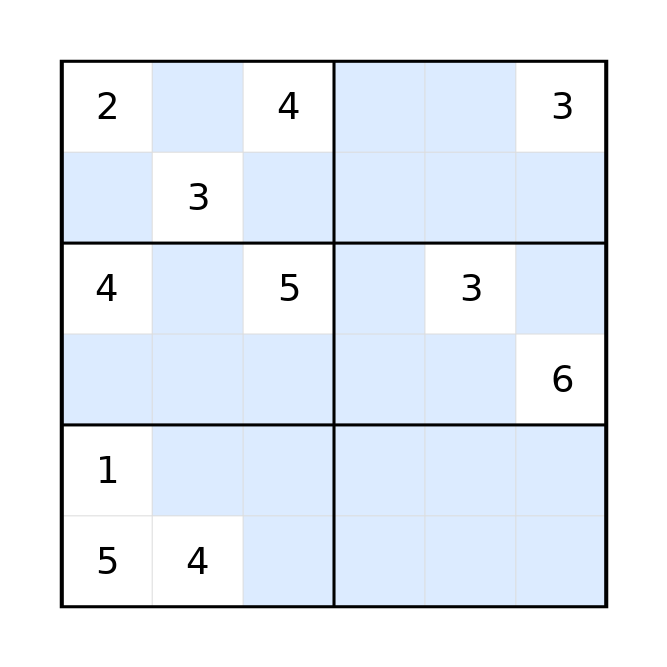 Sudoku-Rätsel Sudoku 6x6 (schwer) für Grundschule aus der Kategorie Sudoku - kostenlos ausdrucken