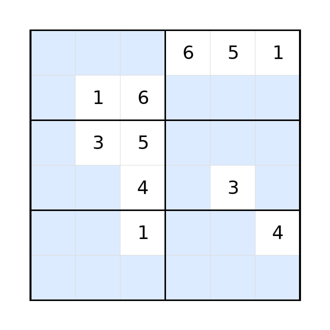Sudoku-Rätsel Sudoku 6x6 (schwer) für Grundschule aus der Kategorie Sudoku - kostenlos ausdrucken