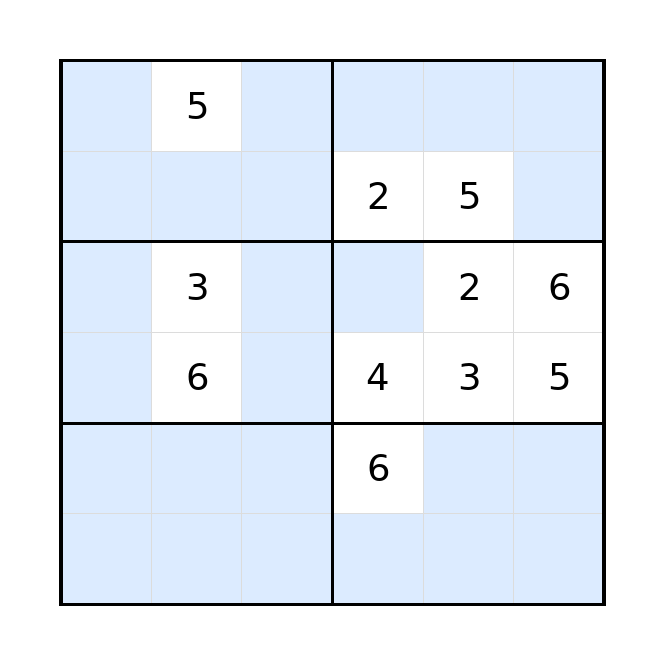 Sudoku-Rätsel Sudoku 6x6 (schwer) für Grundschule aus der Kategorie Sudoku - kostenlos ausdrucken
