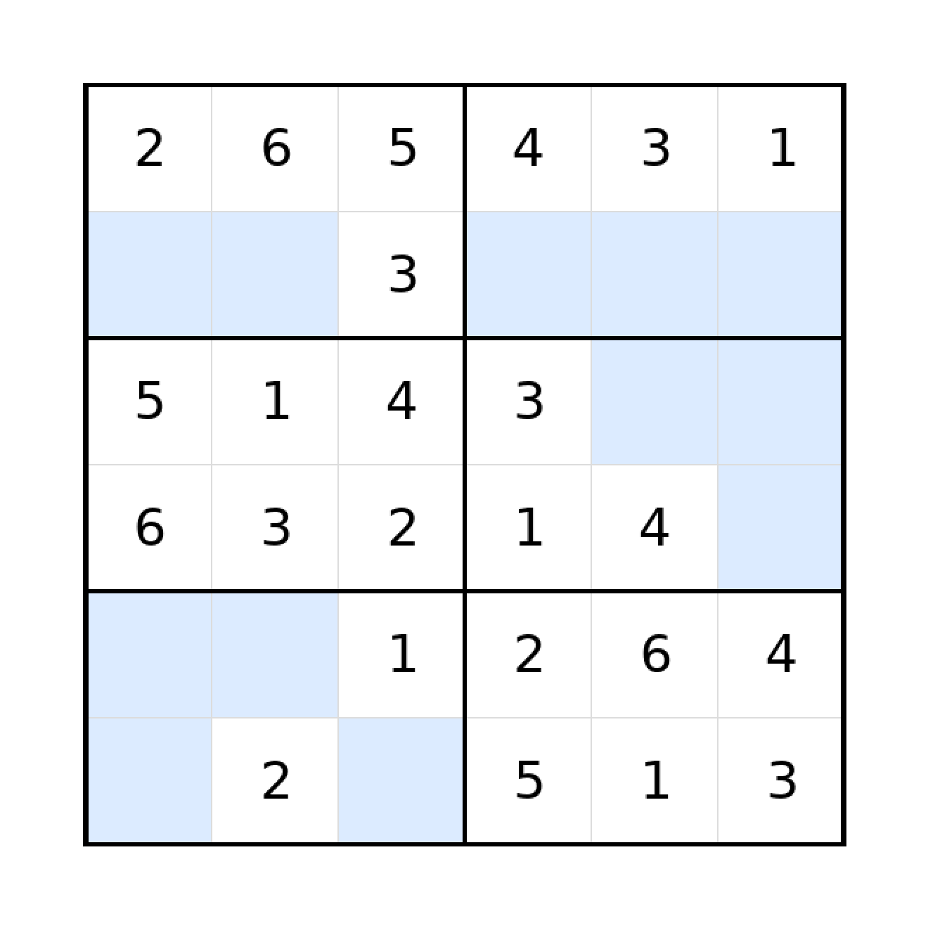 Sudoku-Rätsel Sudoku 6x6 (leicht) für Grundschule aus der Kategorie Sudoku - kostenlos ausdrucken