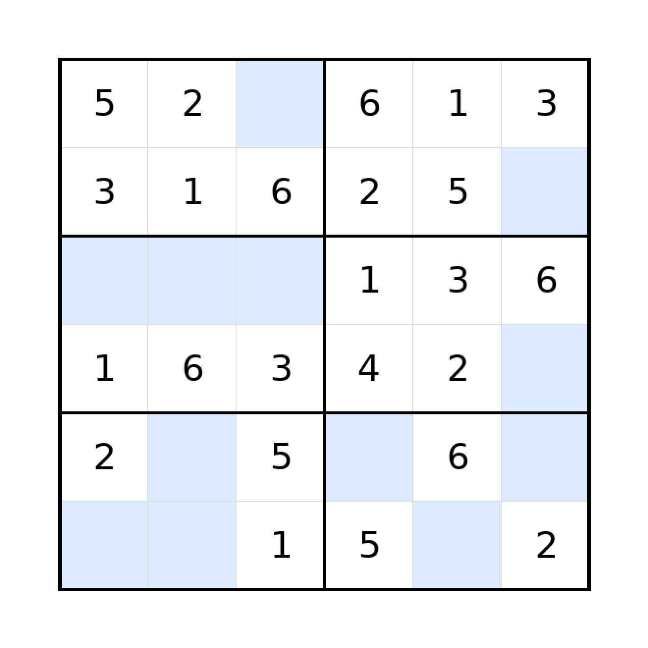 Sudoku-Rätsel Sudoku 6x6 (leicht) für Grundschule aus der Kategorie Sudoku - kostenlos ausdrucken
