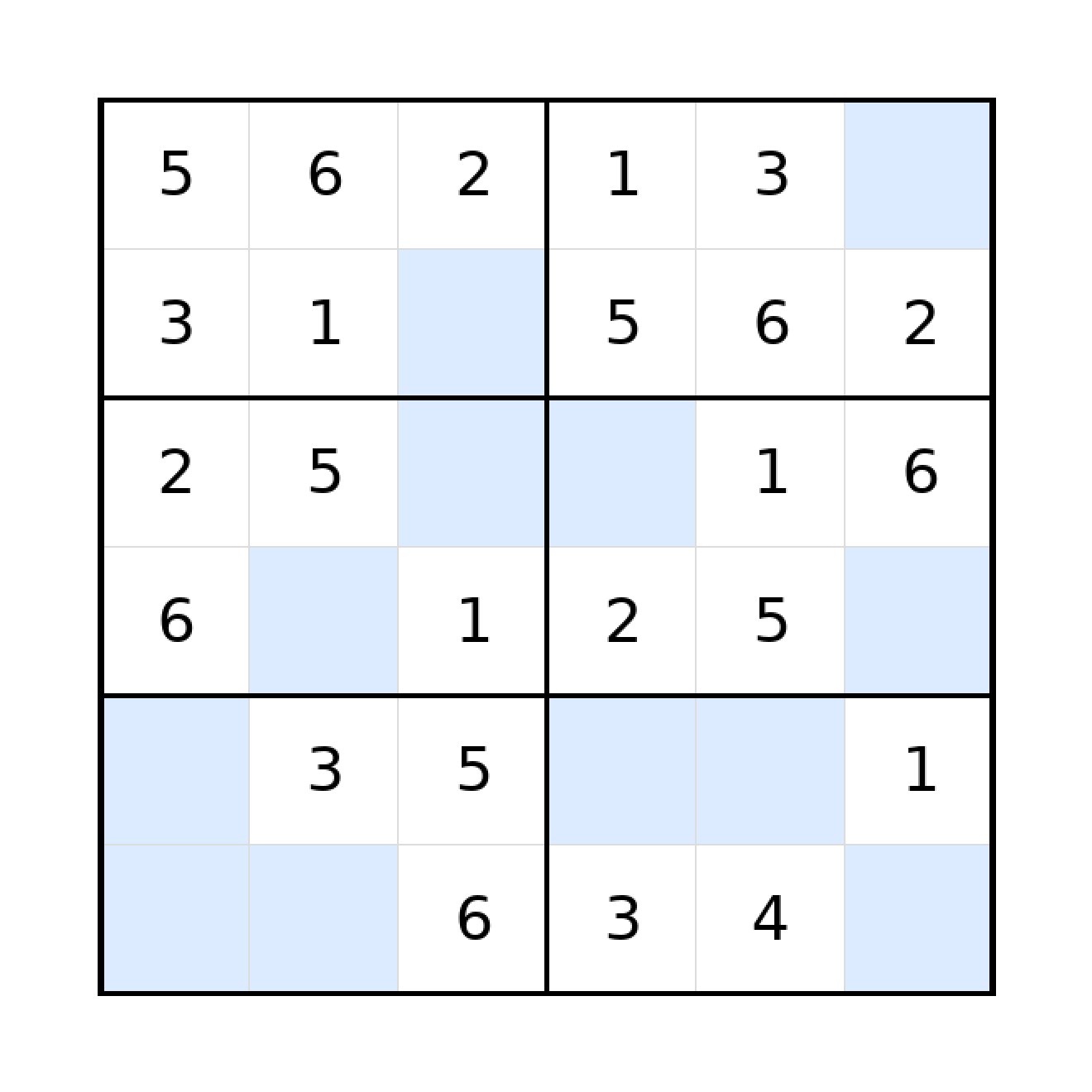 Sudoku-Rätsel Sudoku 6x6 (leicht) für Grundschule aus der Kategorie Sudoku - kostenlos ausdrucken