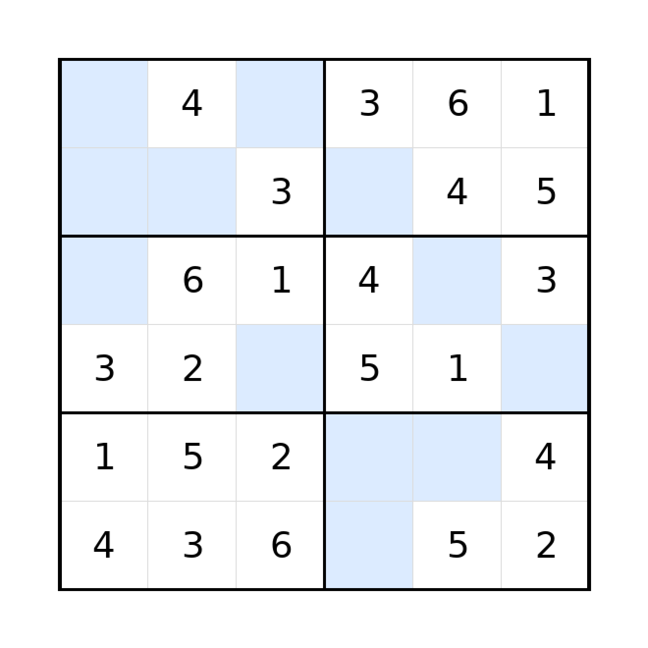 Sudoku-Rätsel Sudoku 6x6 (leicht) für Grundschule aus der Kategorie Sudoku - kostenlos ausdrucken