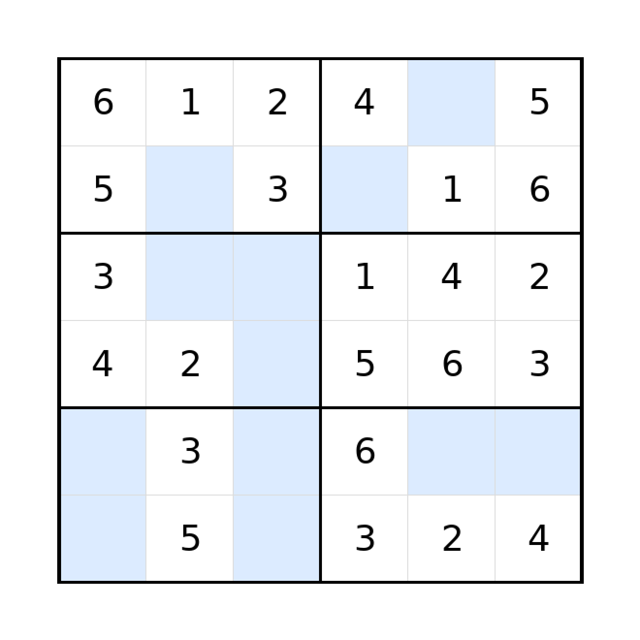 Sudoku-Rätsel Sudoku 6x6 (leicht) für Grundschule aus der Kategorie Sudoku - kostenlos ausdrucken
