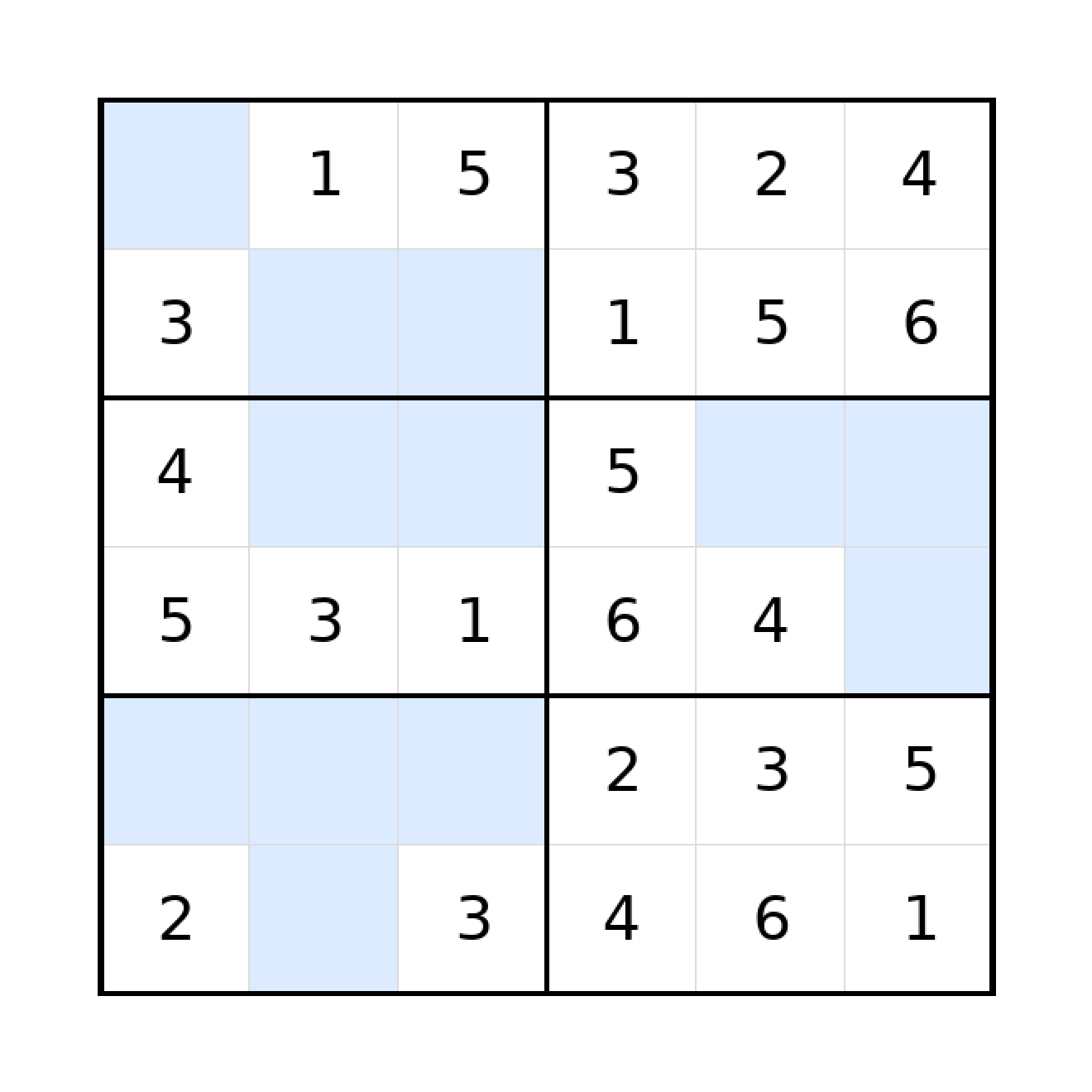 Sudoku-Rätsel Sudoku 6x6 (leicht) für Grundschule aus der Kategorie Sudoku - kostenlos ausdrucken