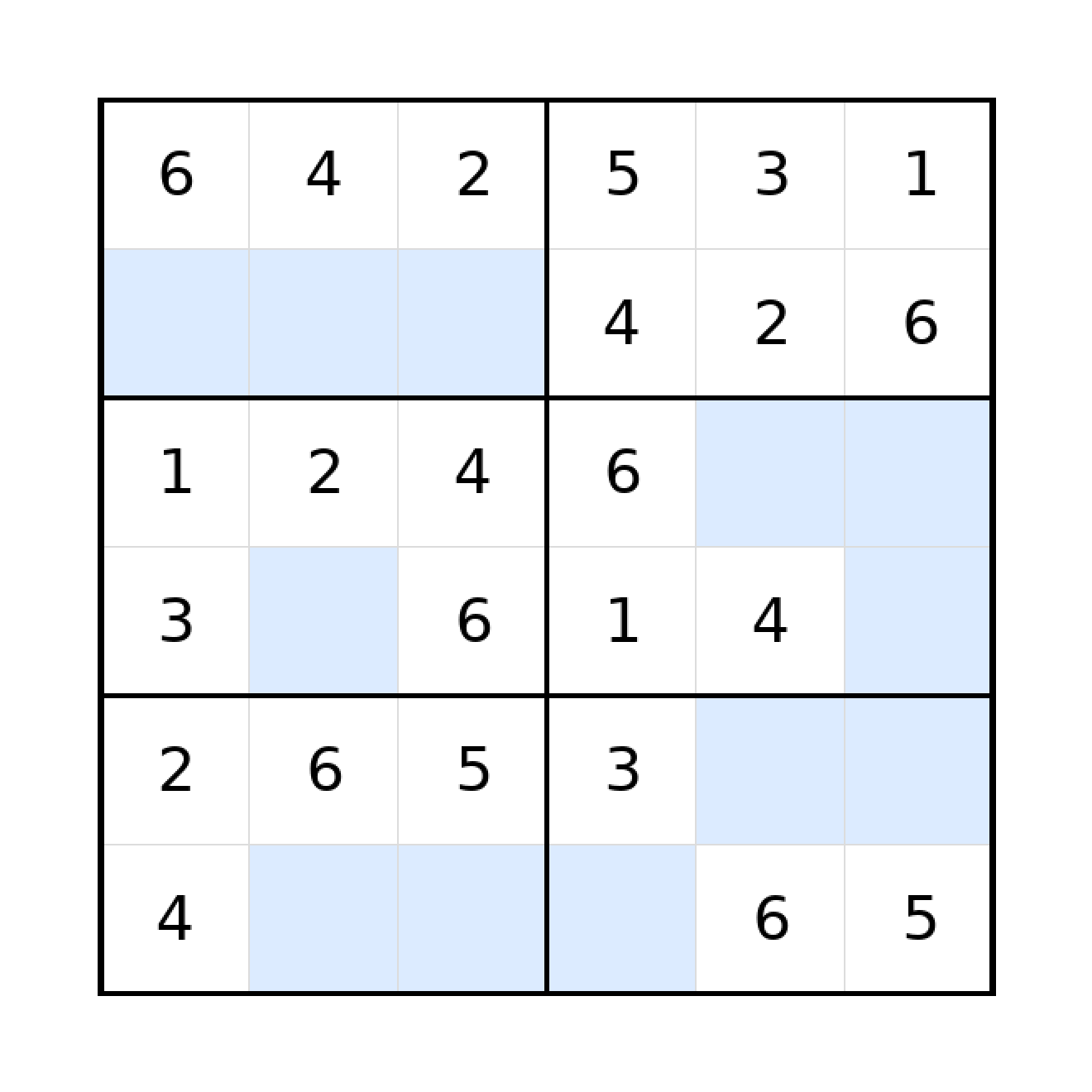 Sudoku-Rätsel Sudoku 6x6 (leicht) für Grundschule aus der Kategorie Sudoku - kostenlos ausdrucken
