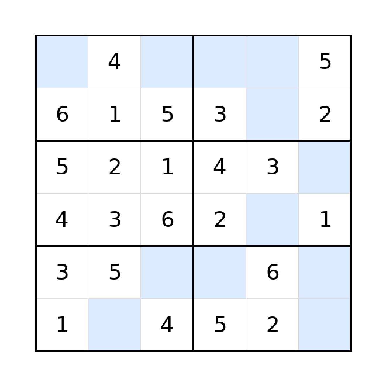 Sudoku-Rätsel Sudoku 6x6 (leicht) für Grundschule aus der Kategorie Sudoku - kostenlos ausdrucken