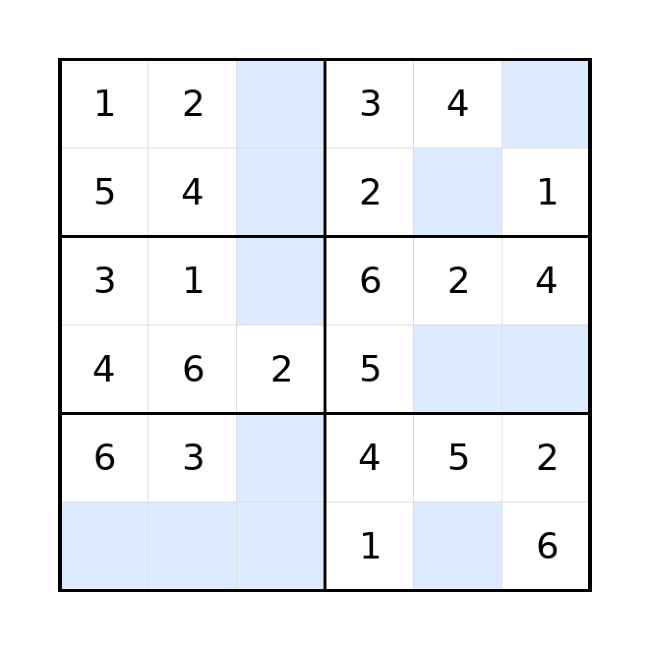 Sudoku-Rätsel Sudoku 6x6 (leicht) für Grundschule aus der Kategorie Sudoku - kostenlos ausdrucken