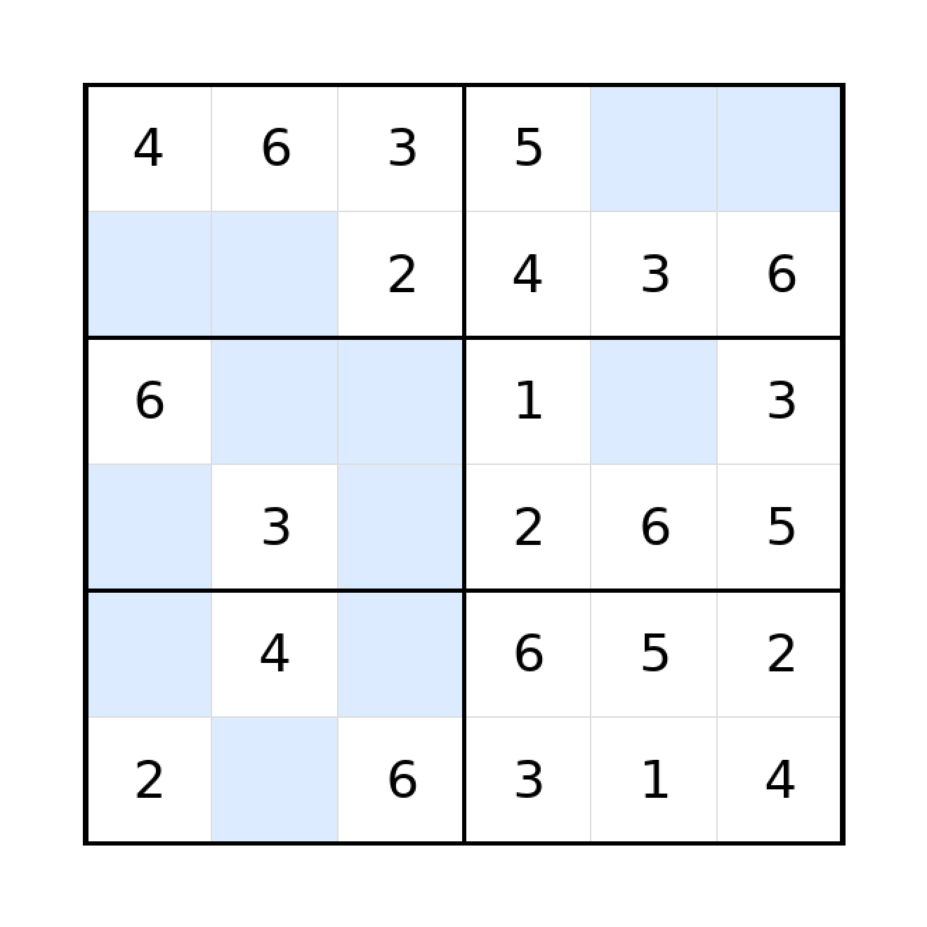 Sudoku-Rätsel Sudoku 6x6 (leicht) für Grundschule aus der Kategorie Sudoku - kostenlos ausdrucken