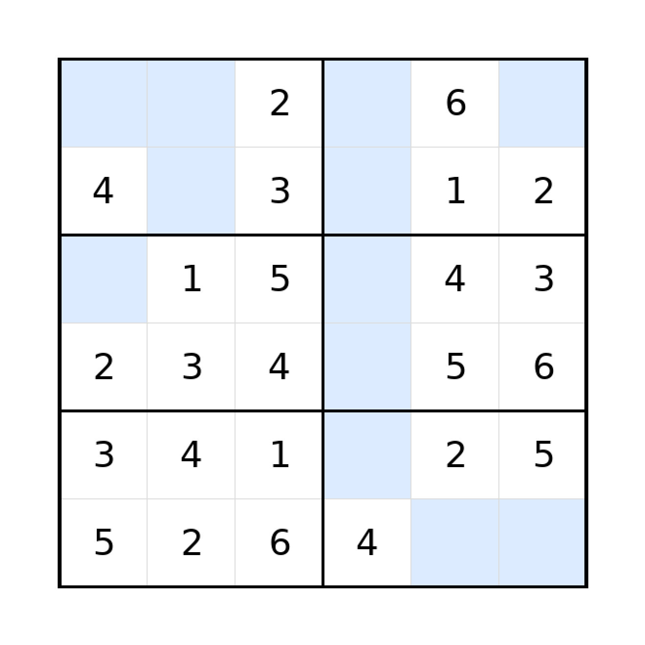 Sudoku-Rätsel Sudoku 6x6 (leicht) für Grundschule aus der Kategorie Sudoku - kostenlos ausdrucken