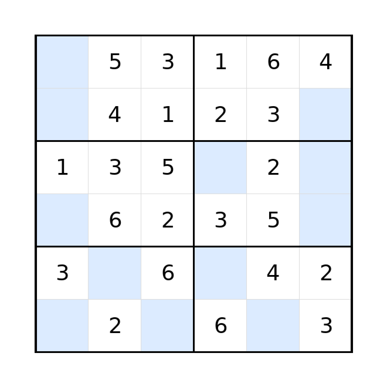 Sudoku-Rätsel Sudoku 6x6 (leicht) für Grundschule aus der Kategorie Sudoku - kostenlos ausdrucken