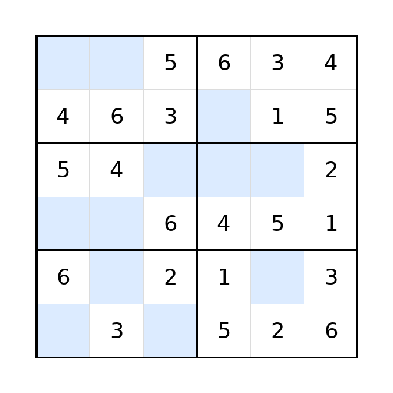 Sudoku-Rätsel Sudoku 6x6 (leicht) für Grundschule aus der Kategorie Sudoku - kostenlos ausdrucken