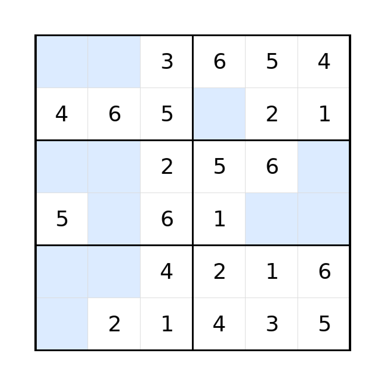 Sudoku-Rätsel Sudoku 6x6 (leicht) für Grundschule aus der Kategorie Sudoku - kostenlos ausdrucken