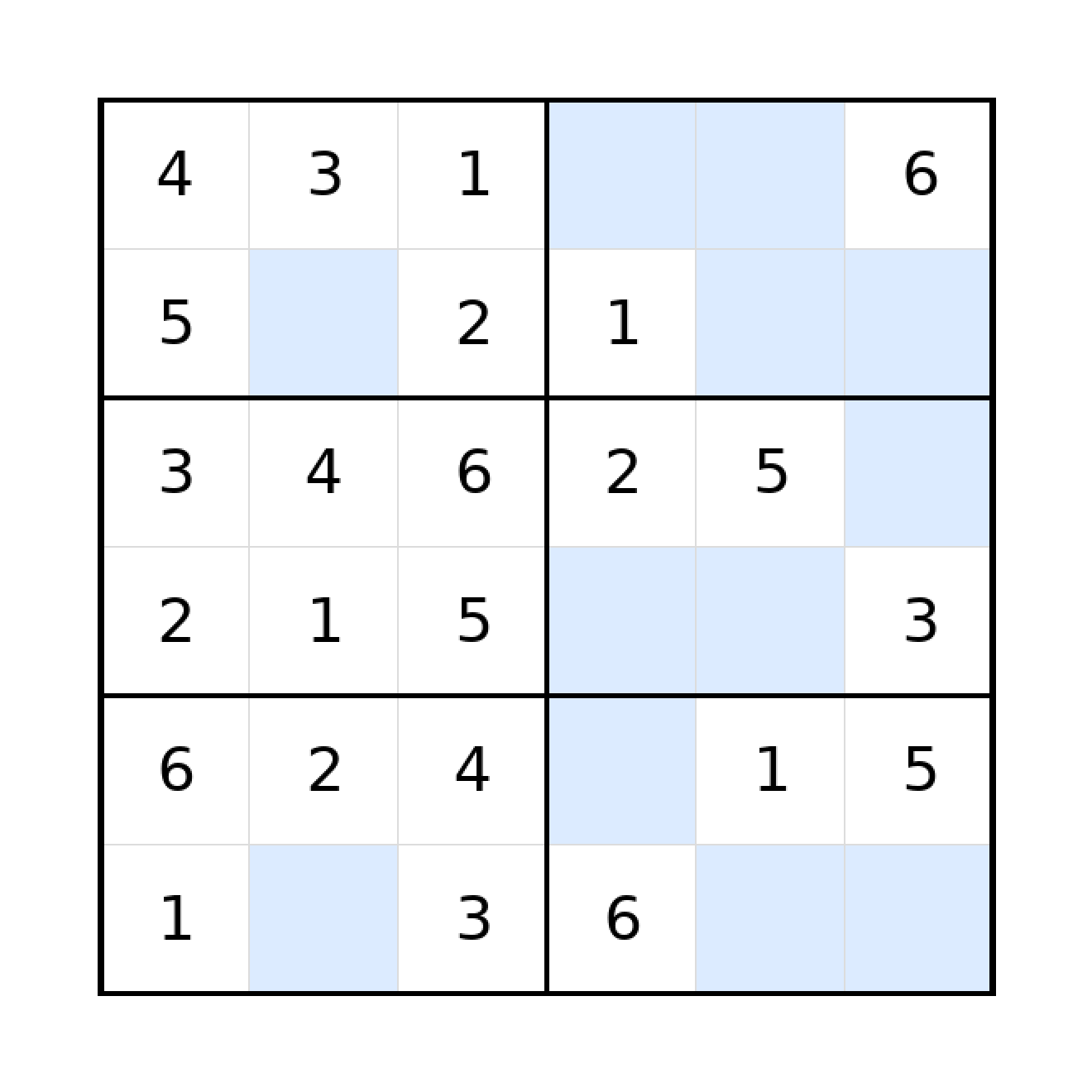 Sudoku-Rätsel Sudoku 6x6 (leicht) für Grundschule aus der Kategorie Sudoku - kostenlos ausdrucken