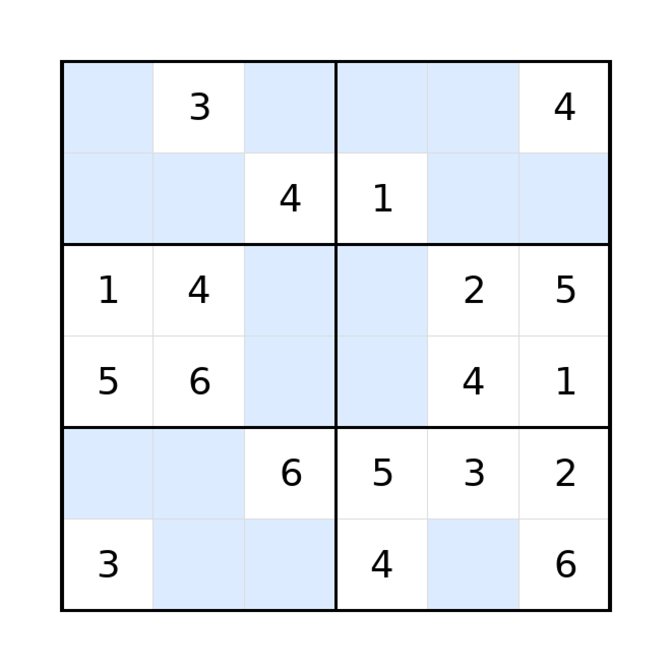 Sudoku-Rätsel Sudoku 6x6 (mittel) für Grundschule aus der Kategorie Sudoku - kostenlos ausdrucken