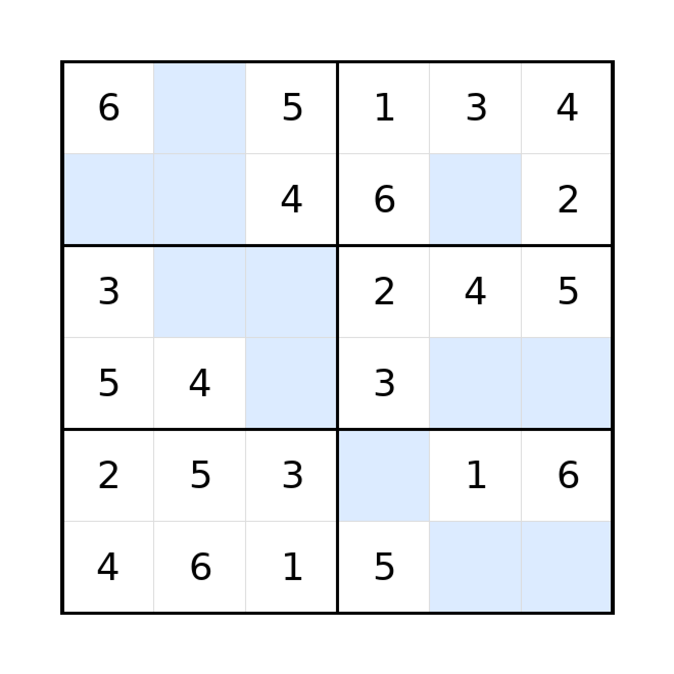 Sudoku-Rätsel Sudoku 6x6 (leicht) für Grundschule aus der Kategorie Sudoku - kostenlos ausdrucken