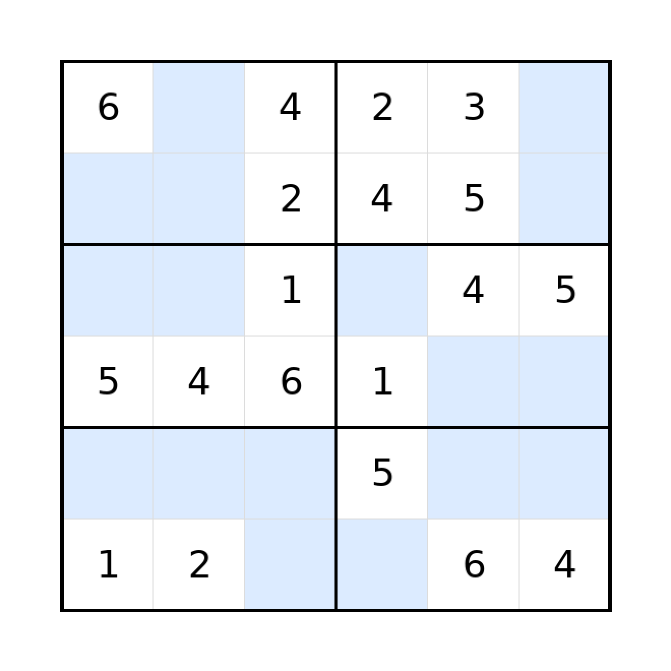 Sudoku-Rätsel Sudoku 6x6 (mittel) für Grundschule aus der Kategorie Sudoku - kostenlos ausdrucken