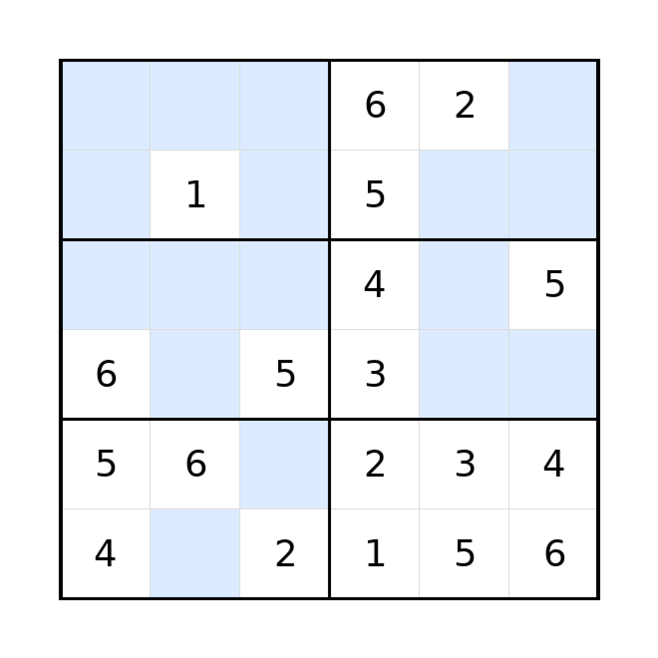 Sudoku-Rätsel Sudoku 6x6 (mittel) für Grundschule aus der Kategorie Sudoku - kostenlos ausdrucken