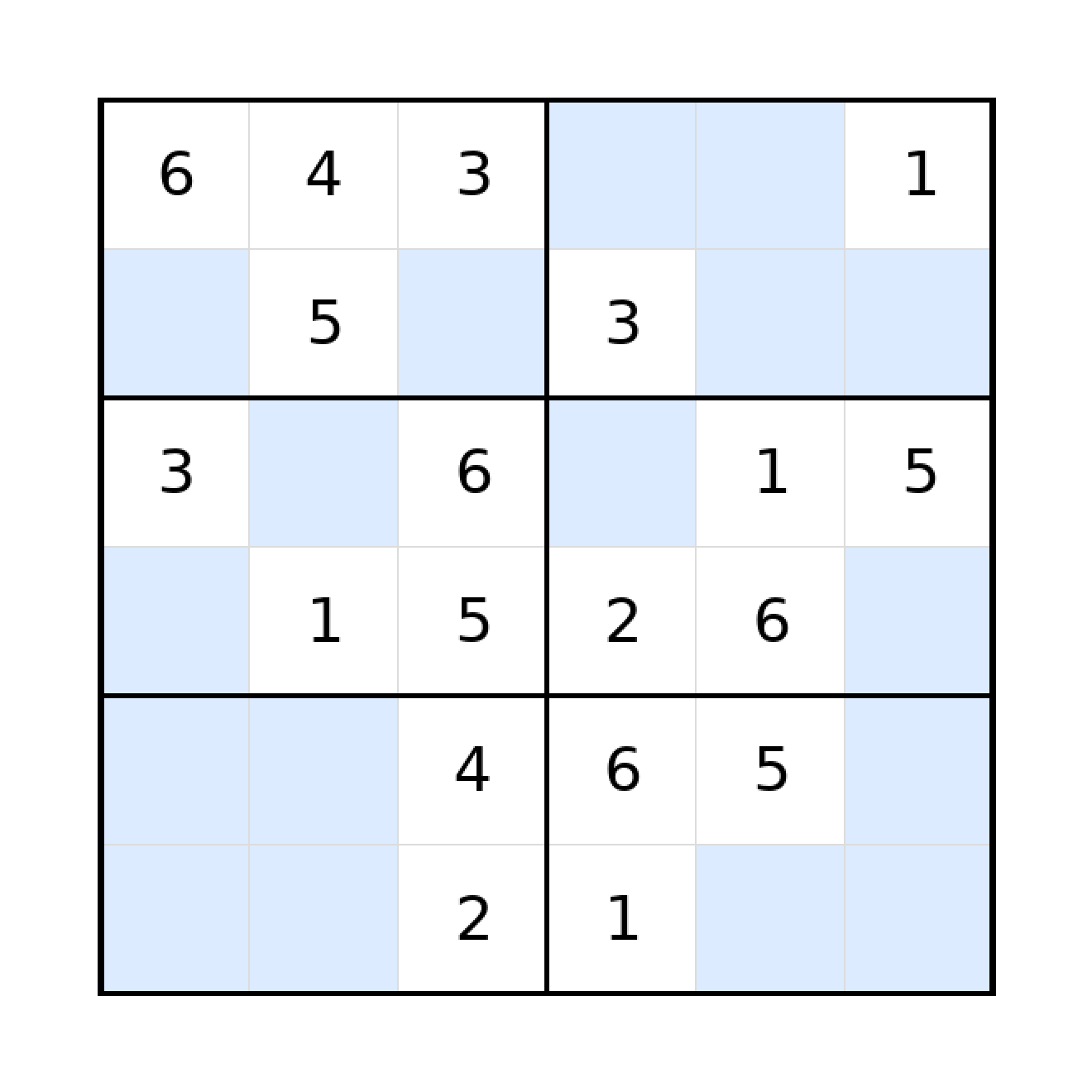 Sudoku-Rätsel Sudoku 6x6 (mittel) für Grundschule aus der Kategorie Sudoku - kostenlos ausdrucken