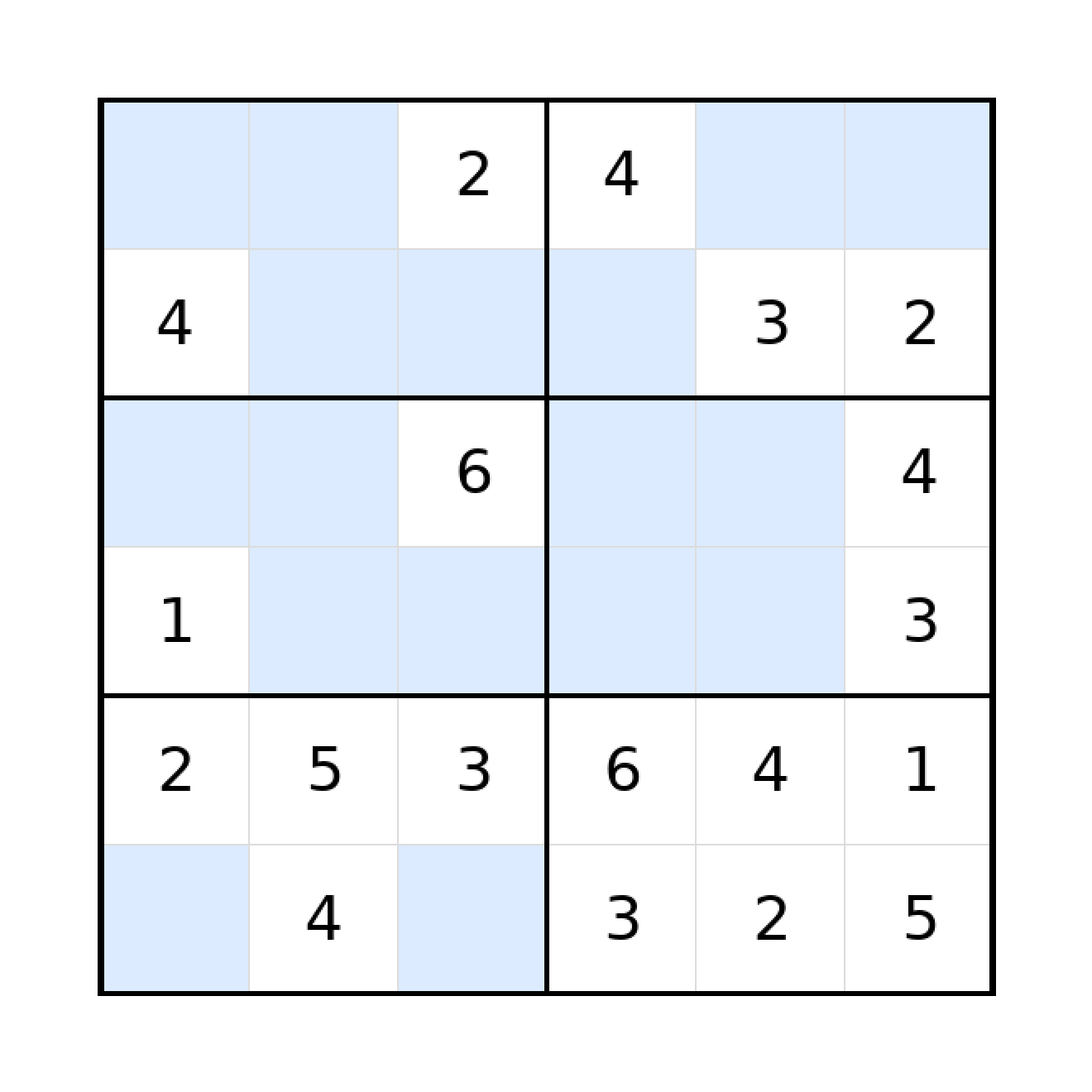 Sudoku-Rätsel Sudoku 6x6 (mittel) für Grundschule aus der Kategorie Sudoku - kostenlos ausdrucken