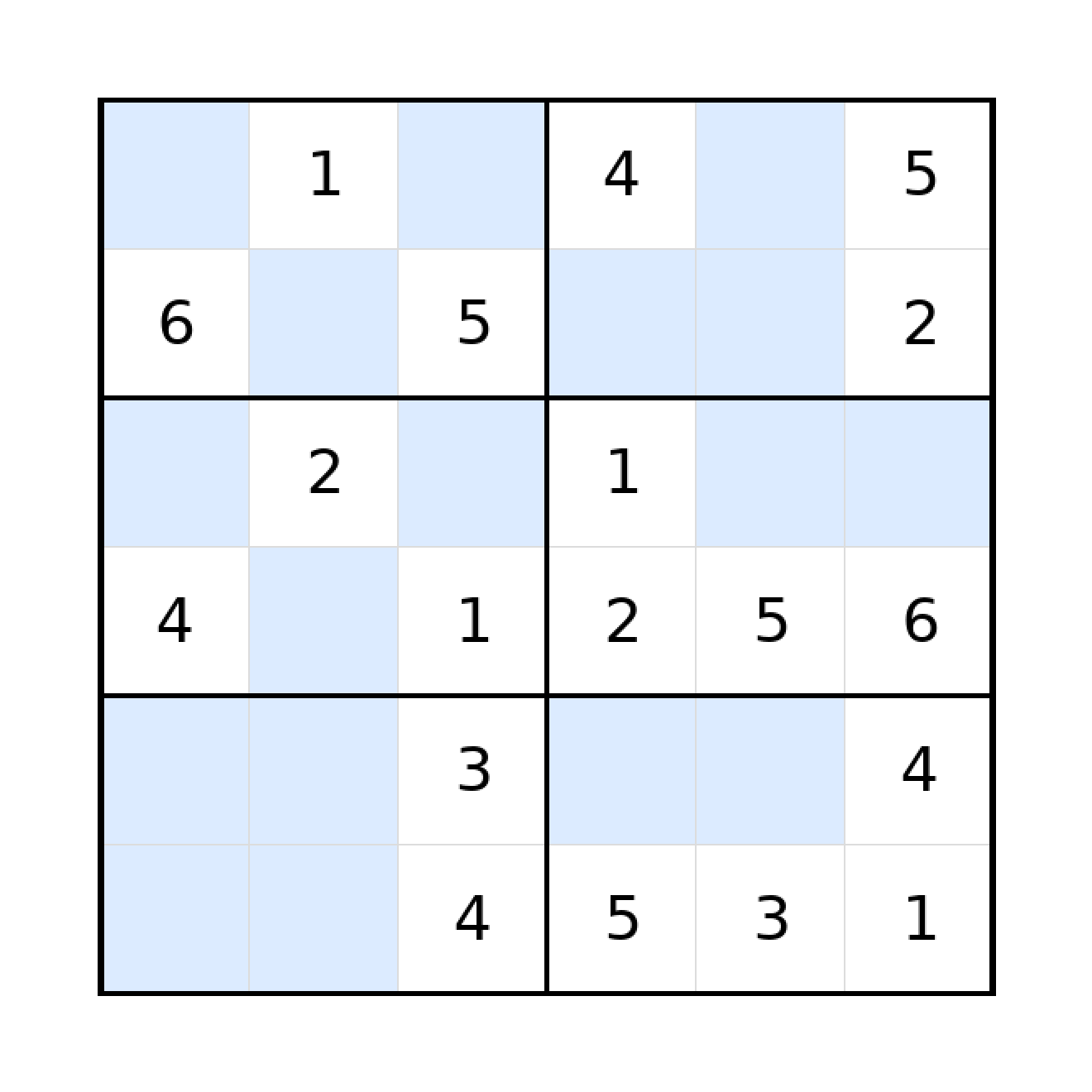 Sudoku-Rätsel Sudoku 6x6 (mittel) für Grundschule aus der Kategorie Sudoku - kostenlos ausdrucken