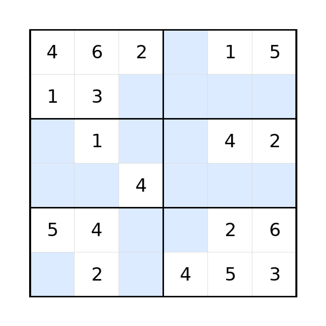 Sudoku-Rätsel Sudoku 6x6 (mittel) für Grundschule aus der Kategorie Sudoku - kostenlos ausdrucken