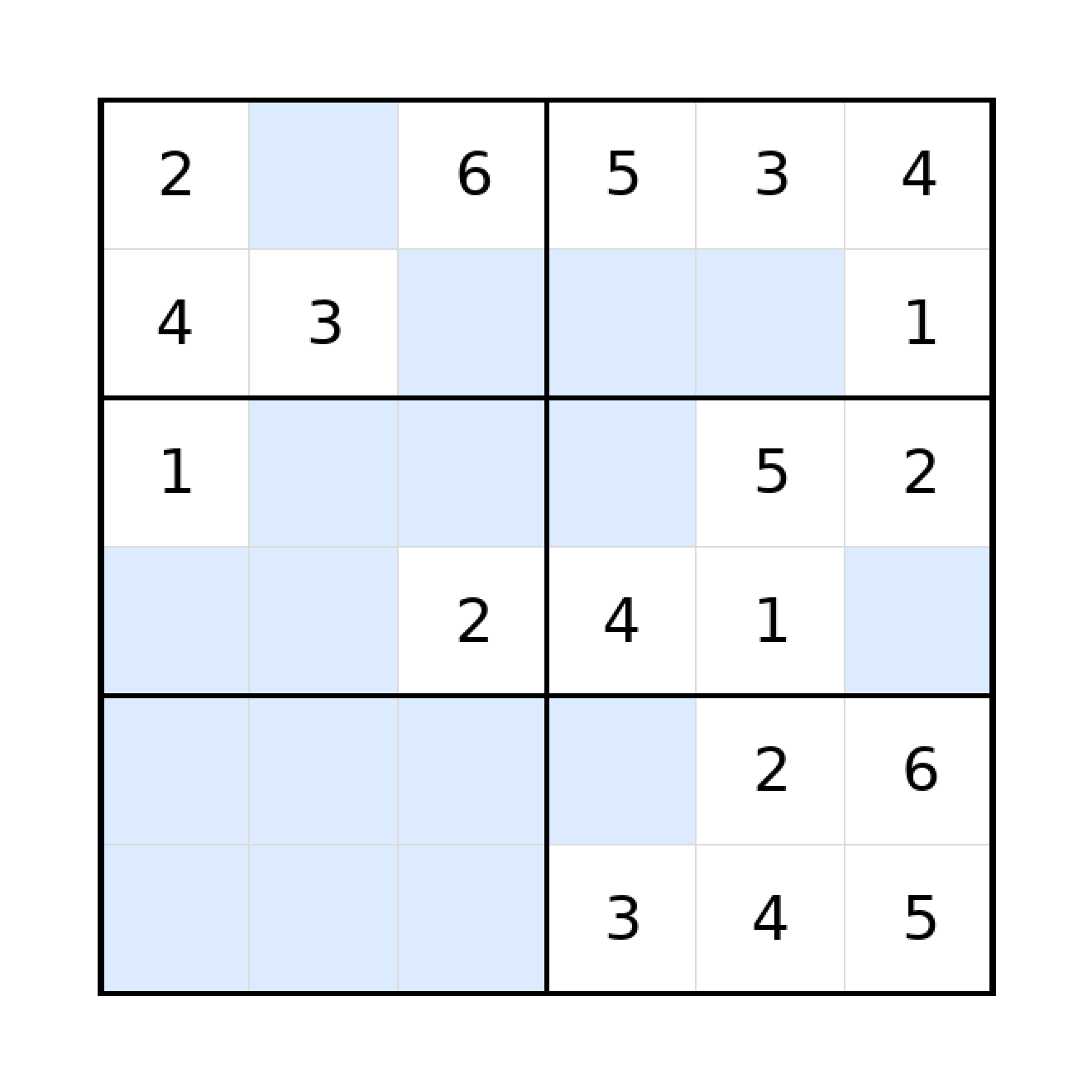 Sudoku-Rätsel Sudoku 6x6 (mittel) für Grundschule aus der Kategorie Sudoku - kostenlos ausdrucken
