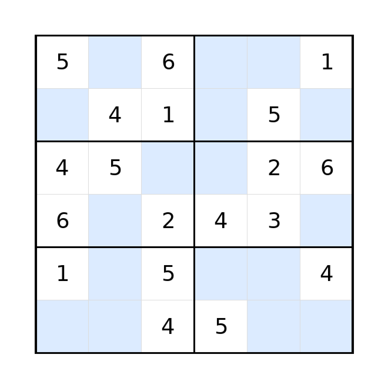 Sudoku-Rätsel Sudoku 6x6 (mittel) für Grundschule aus der Kategorie Sudoku - kostenlos ausdrucken