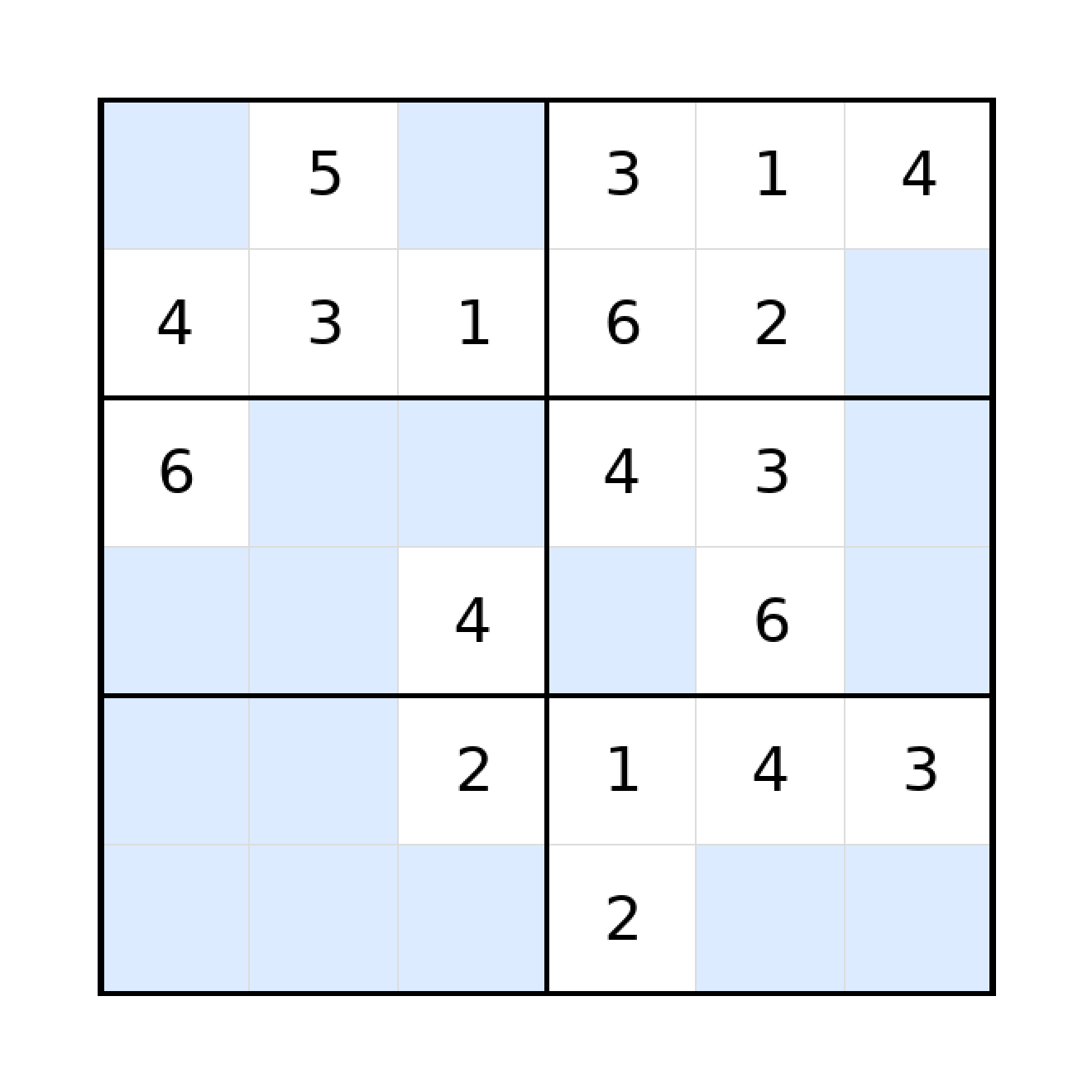 Sudoku-Rätsel Sudoku 6x6 (mittel) für Grundschule aus der Kategorie Sudoku - kostenlos ausdrucken