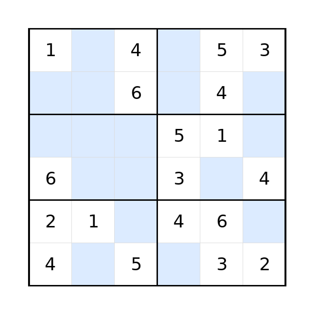 Sudoku-Rätsel Sudoku 6x6 (mittel) für Grundschule aus der Kategorie Sudoku - kostenlos ausdrucken
