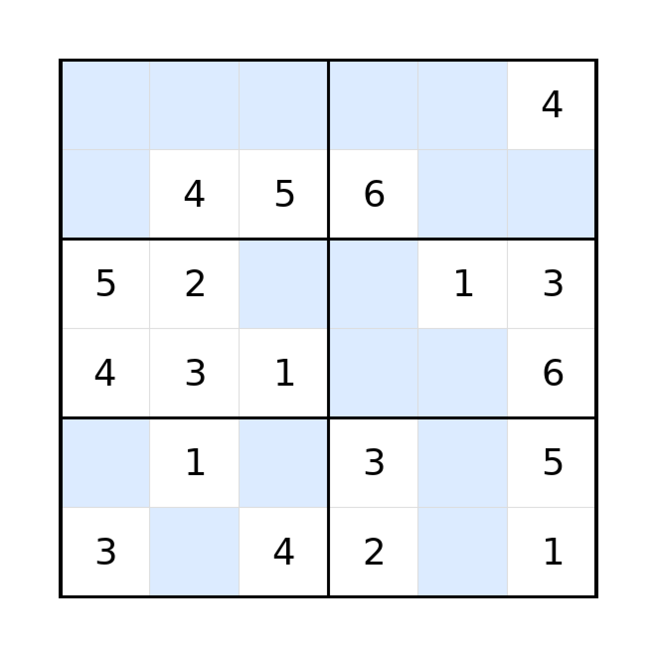 Sudoku-Rätsel Sudoku 6x6 (mittel) für Grundschule aus der Kategorie Sudoku - kostenlos ausdrucken