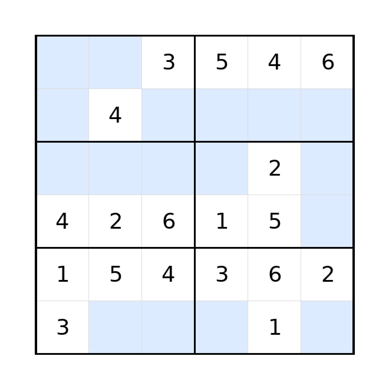 Sudoku-Rätsel Sudoku 6x6 (mittel) für Grundschule aus der Kategorie Sudoku - kostenlos ausdrucken