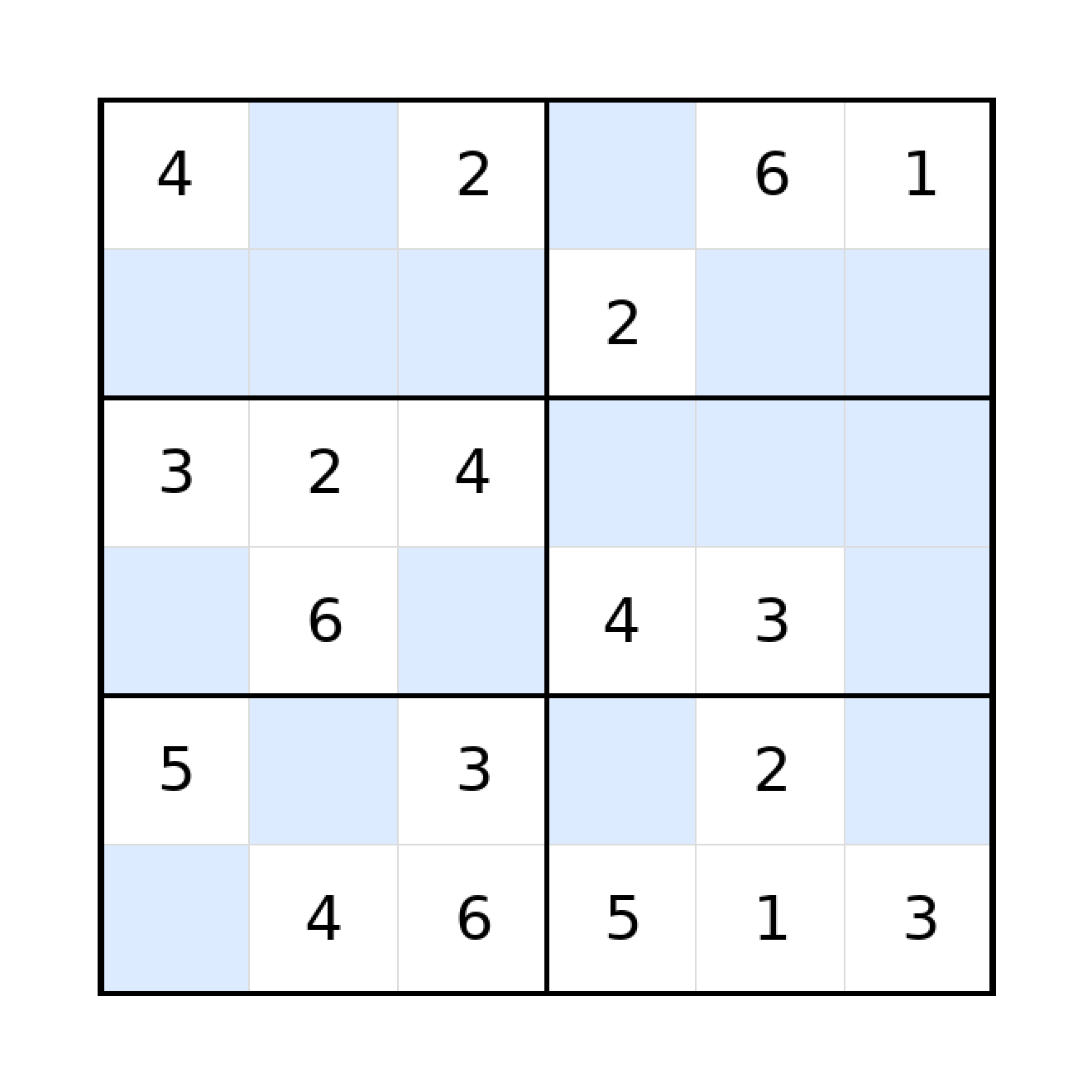 Sudoku-Rätsel Sudoku 6x6 (mittel) für Grundschule aus der Kategorie Sudoku - kostenlos ausdrucken