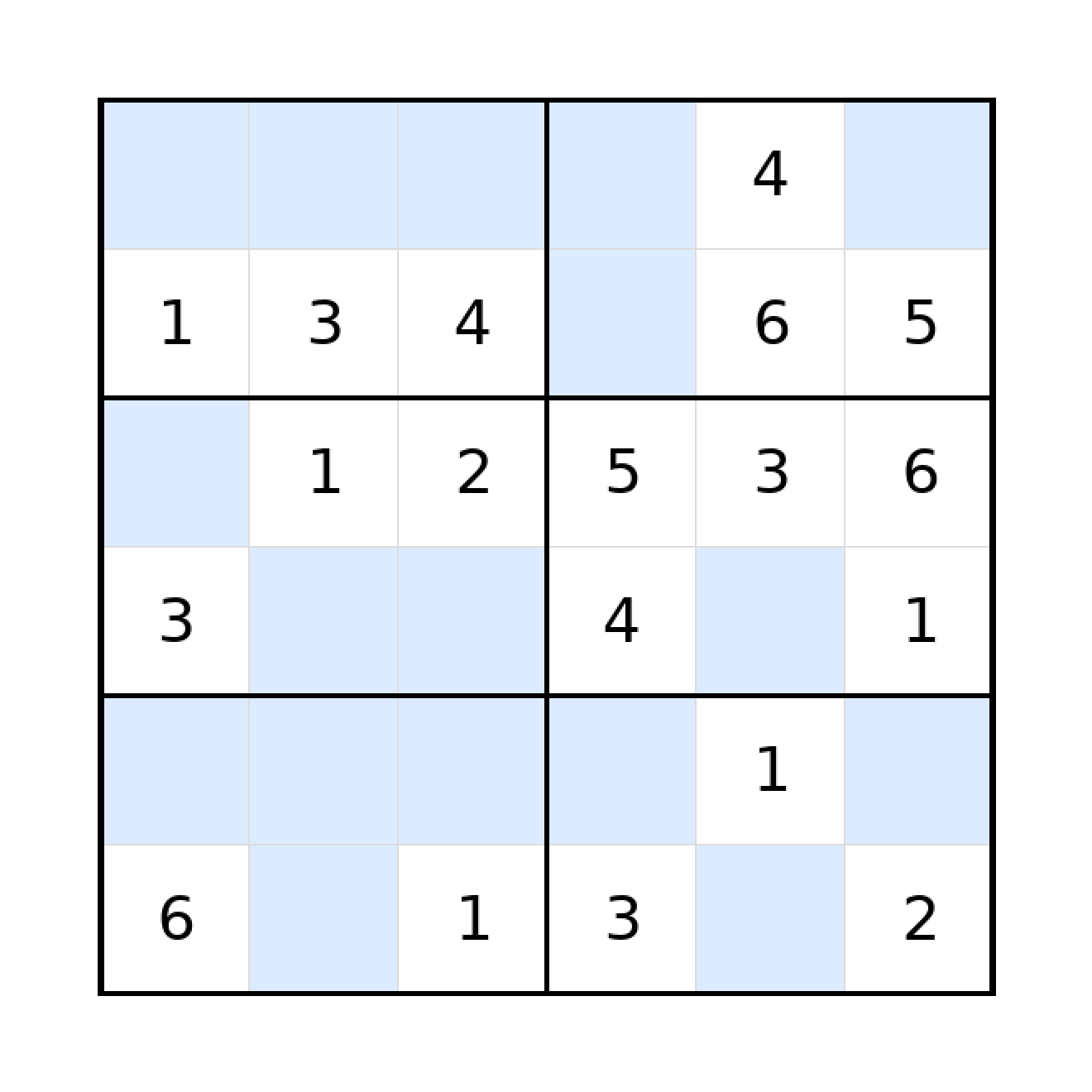 Sudoku-Rätsel Sudoku 6x6 (mittel) für Grundschule aus der Kategorie Sudoku - kostenlos ausdrucken