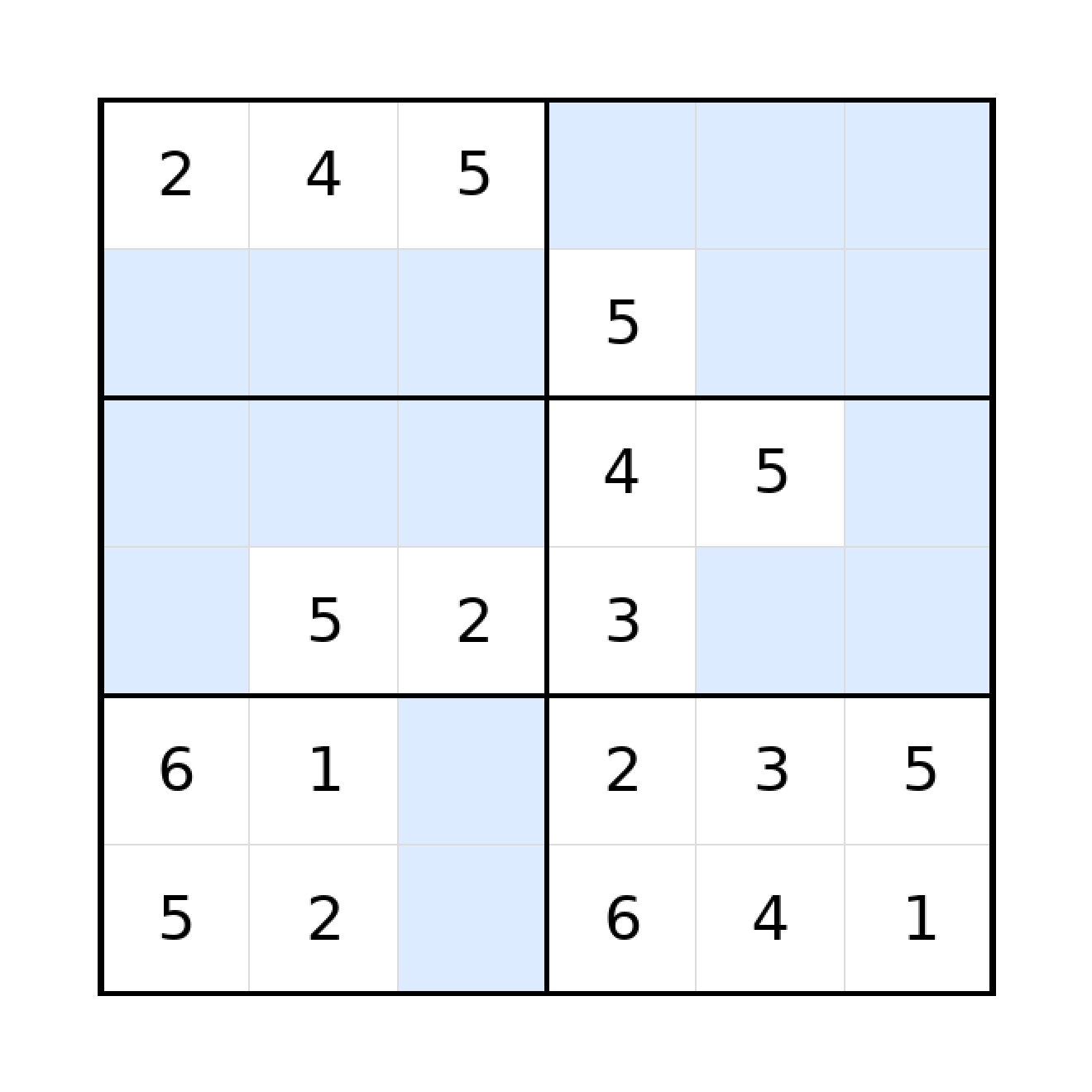 Sudoku-Rätsel Sudoku 6x6 (mittel) für Grundschule aus der Kategorie Sudoku - kostenlos ausdrucken