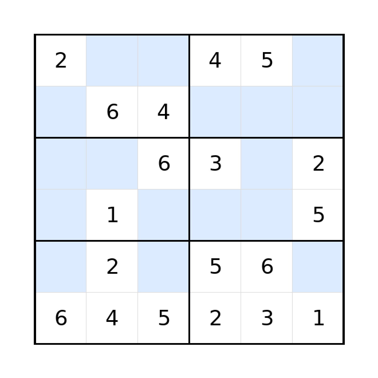 Sudoku-Rätsel Sudoku 6x6 (mittel) für Grundschule aus der Kategorie Sudoku - kostenlos ausdrucken