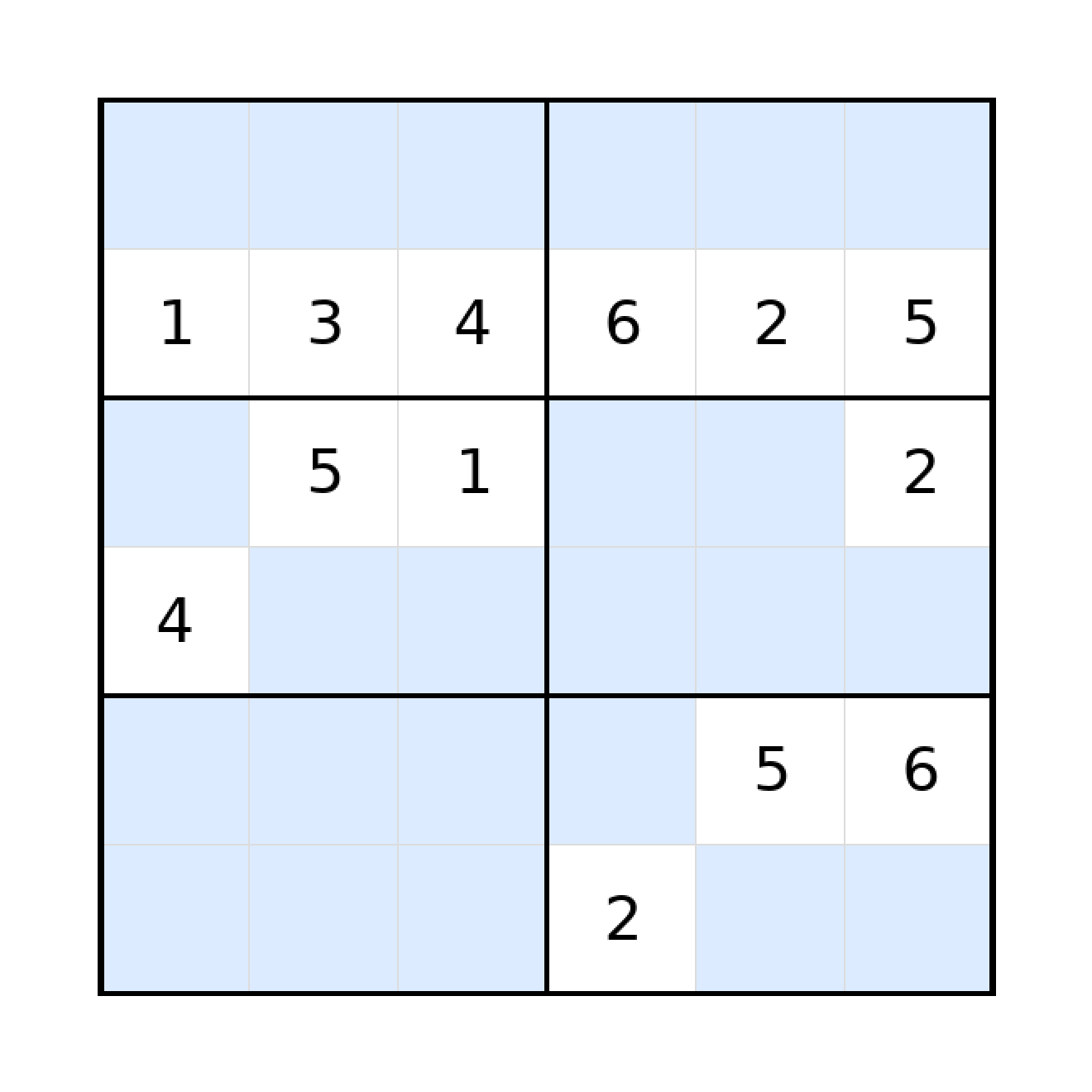 Sudoku-Rätsel Sudoku 6x6 (schwer) für Grundschule aus der Kategorie Sudoku - kostenlos ausdrucken