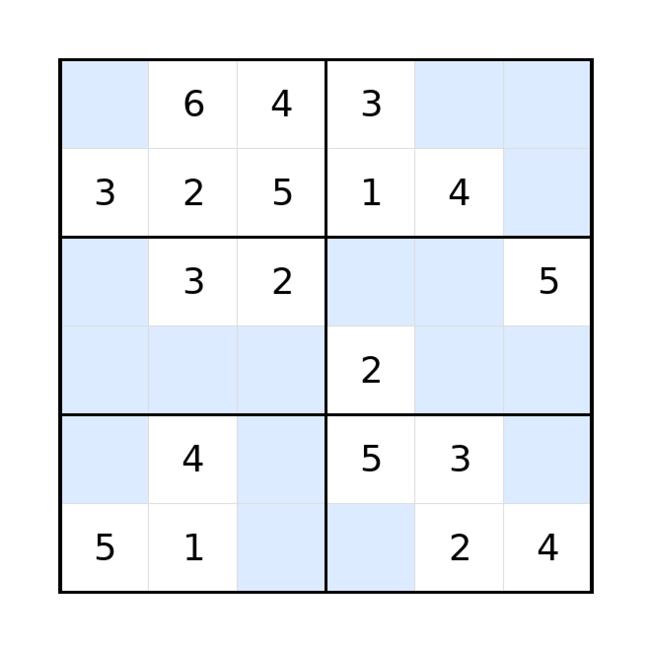 Sudoku-Rätsel Sudoku 6x6 (mittel) für Grundschule aus der Kategorie Sudoku - kostenlos ausdrucken