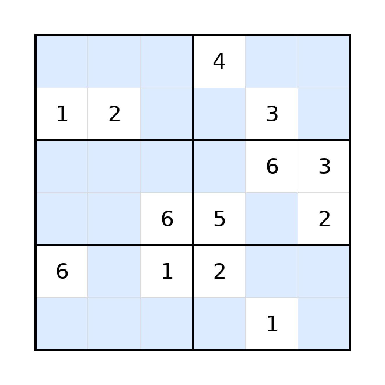 Sudoku-Rätsel Sudoku 6x6 (schwer) für Grundschule aus der Kategorie Sudoku - kostenlos ausdrucken