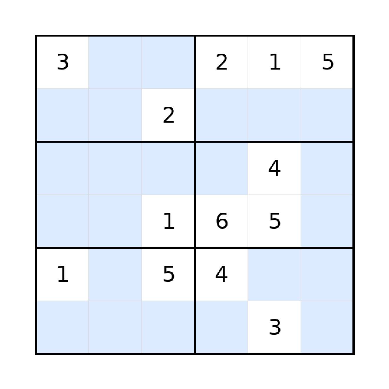 Sudoku-Rätsel Sudoku 6x6 (schwer) für Grundschule aus der Kategorie Sudoku - kostenlos ausdrucken