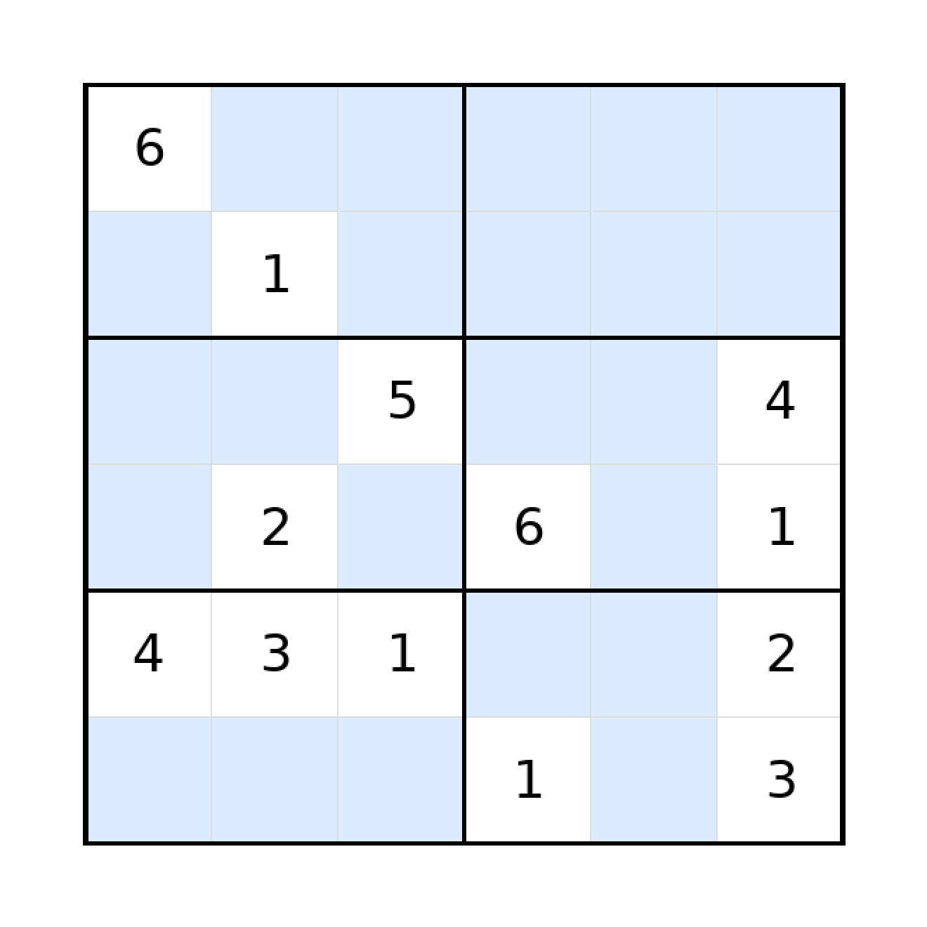 Sudoku-Rätsel Sudoku 6x6 (schwer) für Grundschule aus der Kategorie Sudoku - kostenlos ausdrucken