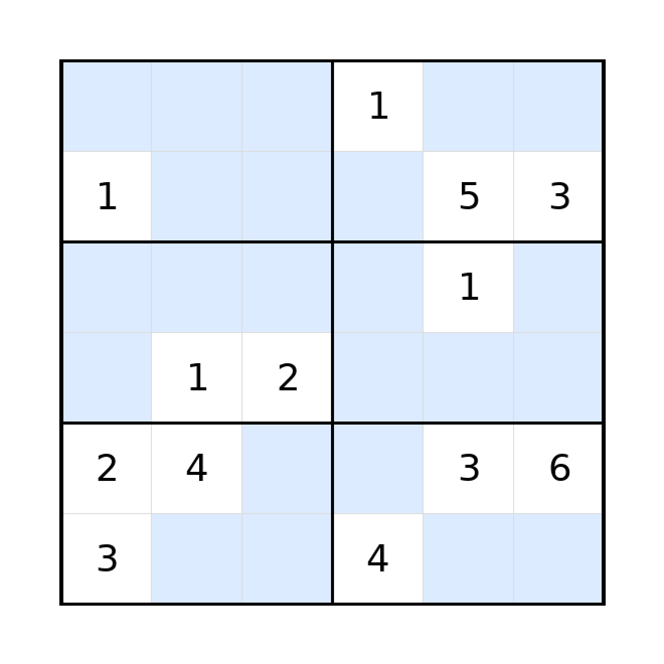 Sudoku-Rätsel Sudoku 6x6 (schwer) für Grundschule aus der Kategorie Sudoku - kostenlos ausdrucken
