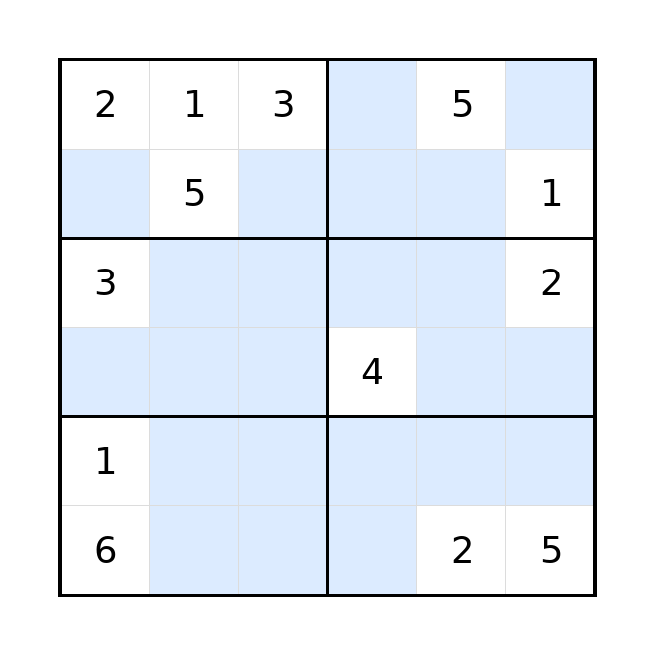 Sudoku-Rätsel Sudoku 6x6 (schwer) für Grundschule aus der Kategorie Sudoku - kostenlos ausdrucken